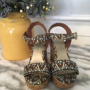 Christian Siriano Patterned Cork Wedge